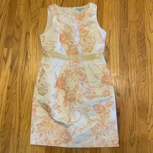 Antonio Melani Peach Floral Midi Dress W/ Pockets!